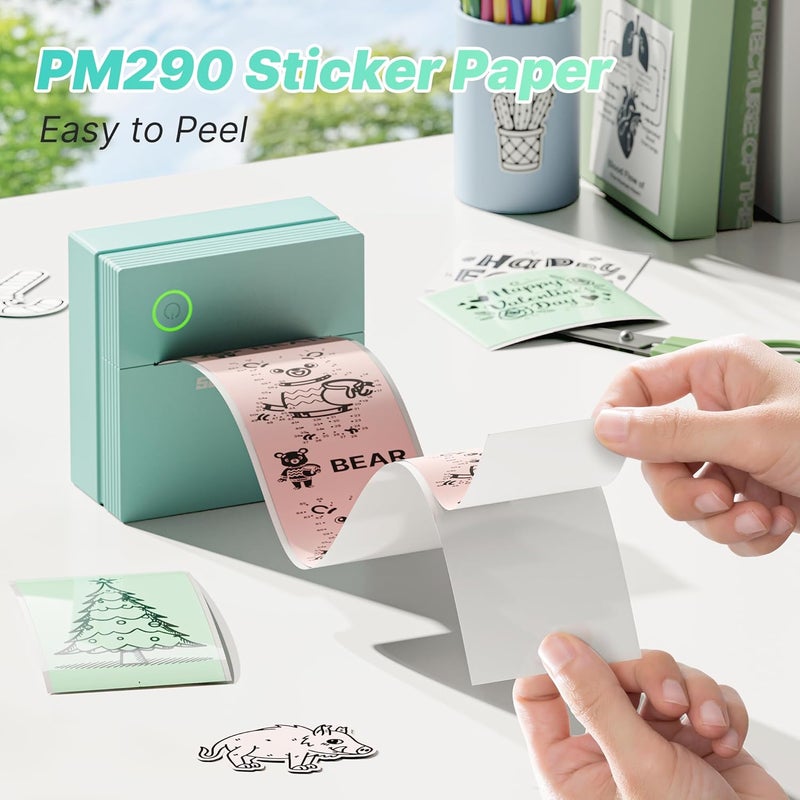 TYPONOS Genuine Self-Adhesive Thermal Printer Stickers, 54mmx3.2m Sticker Paper, Compatible with PM290 Mini Sticker Printer, Thermal Sticker Paper for Journal, Study, Photos, 3 Rolls, White/Pink/Green - Image 4